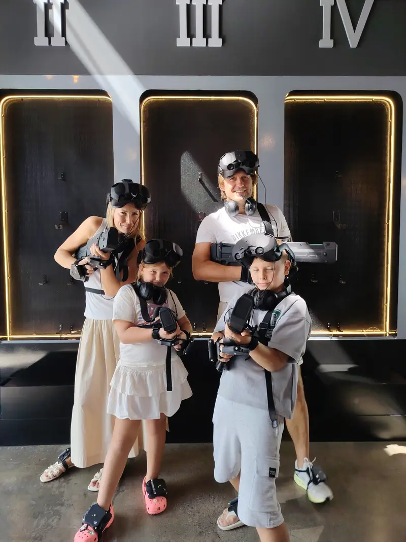 Events 1 A group playing VR together during a team event at VR Point Dubai