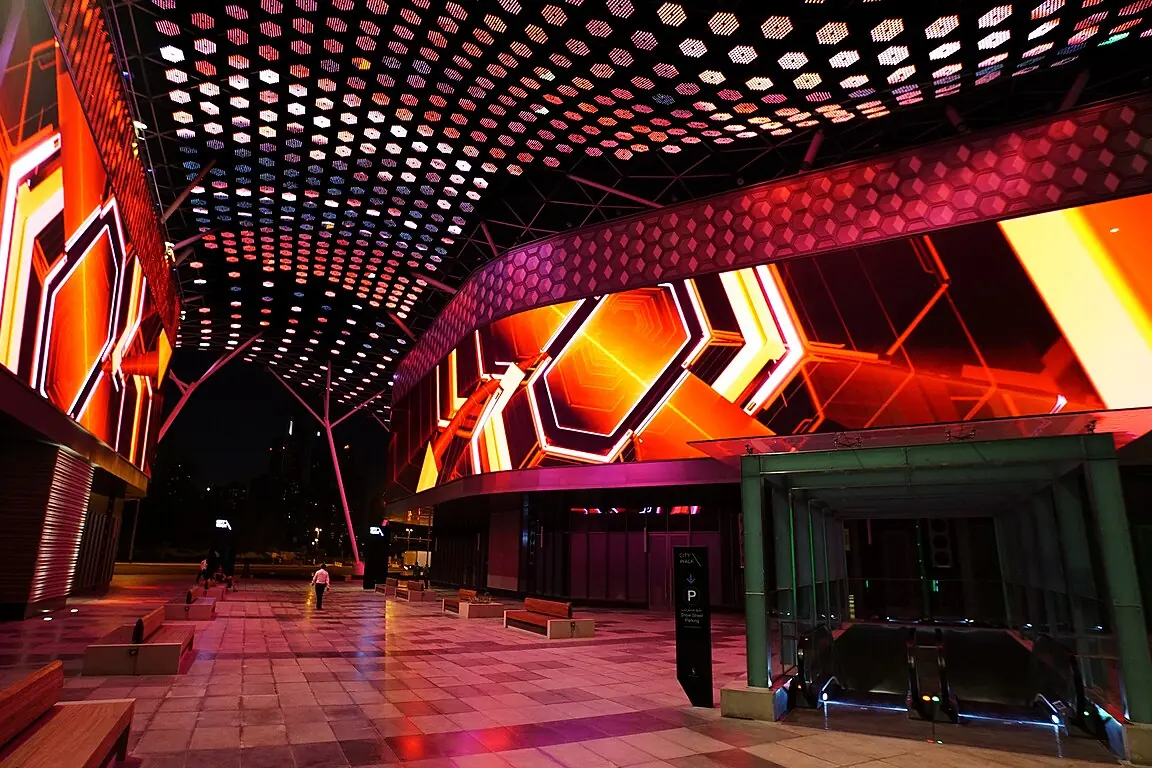 Indoor Activities in Dubai: 30 Places With Real Prices and 4 Ready-Made Days 26 Covered street with a digital light installation at City Walk, Dubai