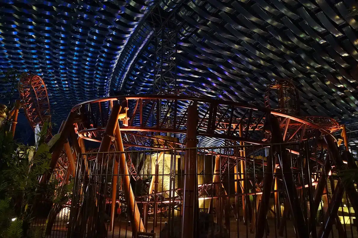 Indoor Activities in Dubai: 30 Places With Real Prices and 4 Ready-Made Days 30 Track of the Predator roller coaster under the dome of IMG Worlds of Adventure in Dubai